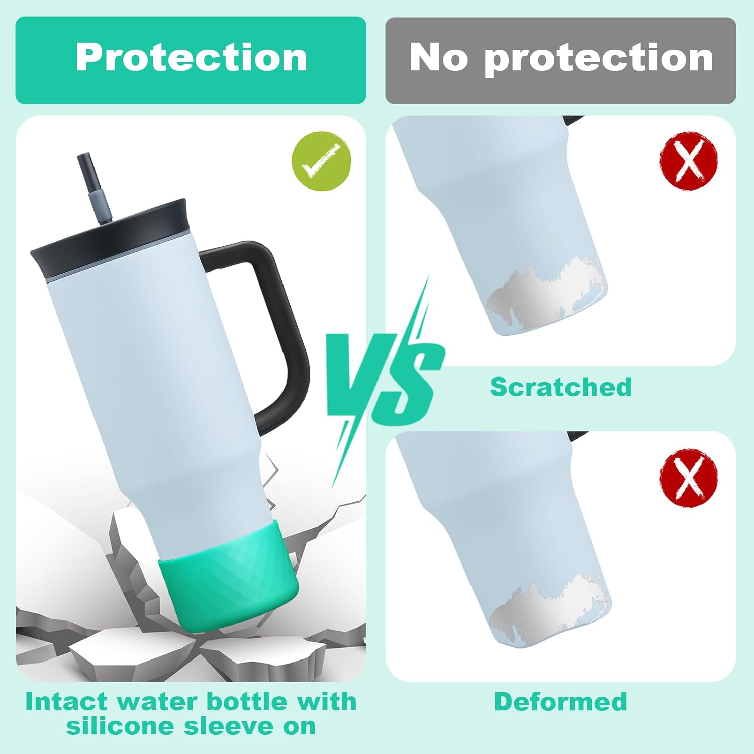 Silicone Boot for Owala 40 oz Tumbler with Handle, Anti-Slip Protective Sleeve for Stainless Steel Triple Layer Insulated Travel Tumbler Accessories - Image 3