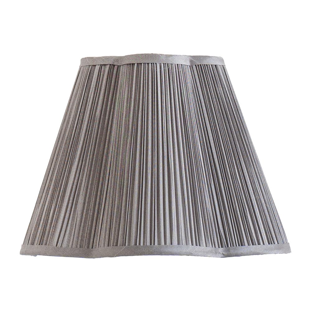 ValueLights | Loralei Dark Grey Large Pleated Faux Silk Scallop Easy Fit Lamp Shade with Bulb | 355mm Shade Width