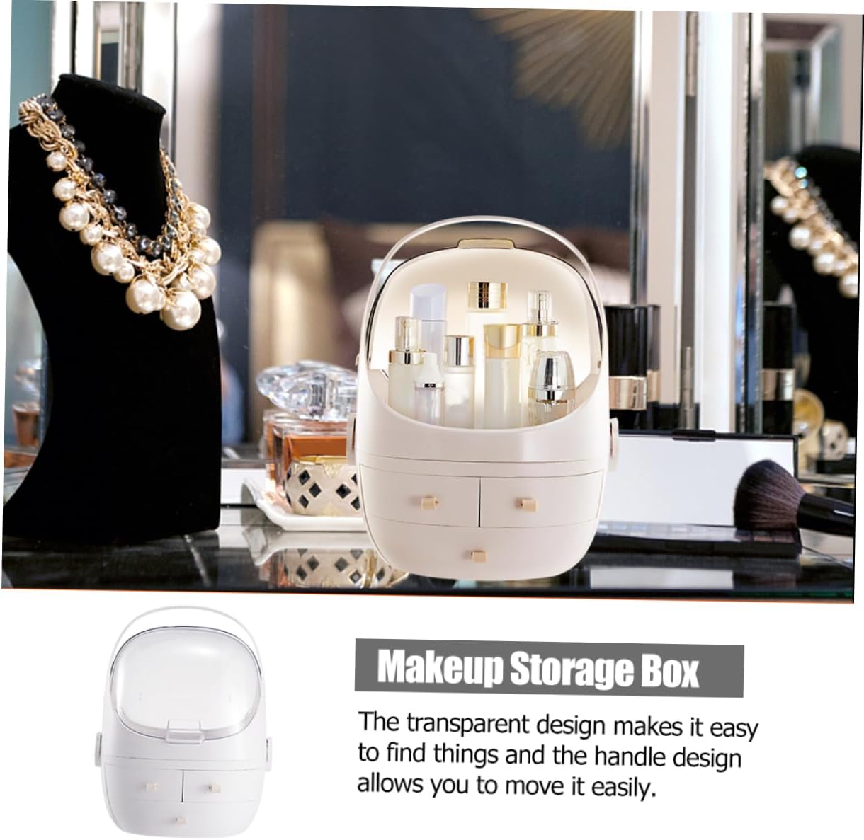 Storage Box Dresser Storage Organizer Cosmetics Organizer Cosmetic Display Cases Makeup Organizer for Vanity Drawer Makeup Brush Holders Lipstick Holder Makeup Container White Abs