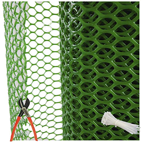 Image of SAI PRASEEDA PVC Nylon Garden Fencing Net /Mesh (4feet /15feet) UV Stabilized Heavy 800GSM Anti Bird Net Green Color 6 Months Guarantee with Free 1 Cutter,50 PVC Tags Model NO:20