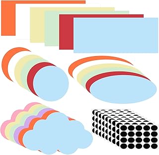 SPOKKI 420 Stück Moderationskarten Set 4 Formen 8 Farben Metaplankarten in Rund Oval und Rechteck Wolken Präsentationskarten Karteikarten Lernkarten Blanko für Büro Schule Präsentation und Moderation