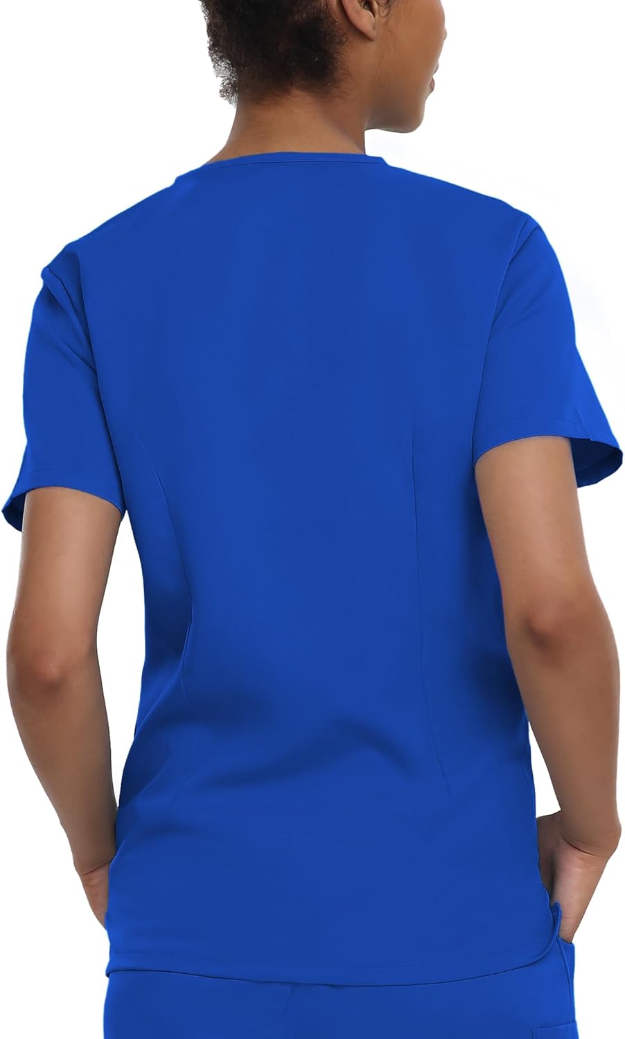 COMENII Scrubs for Women, 3 Pocket V-Neck Tailored Fit Workwear, Anti-Wrinkle Medical Scrub Tops Women-Royal Blue XXL - Image 2