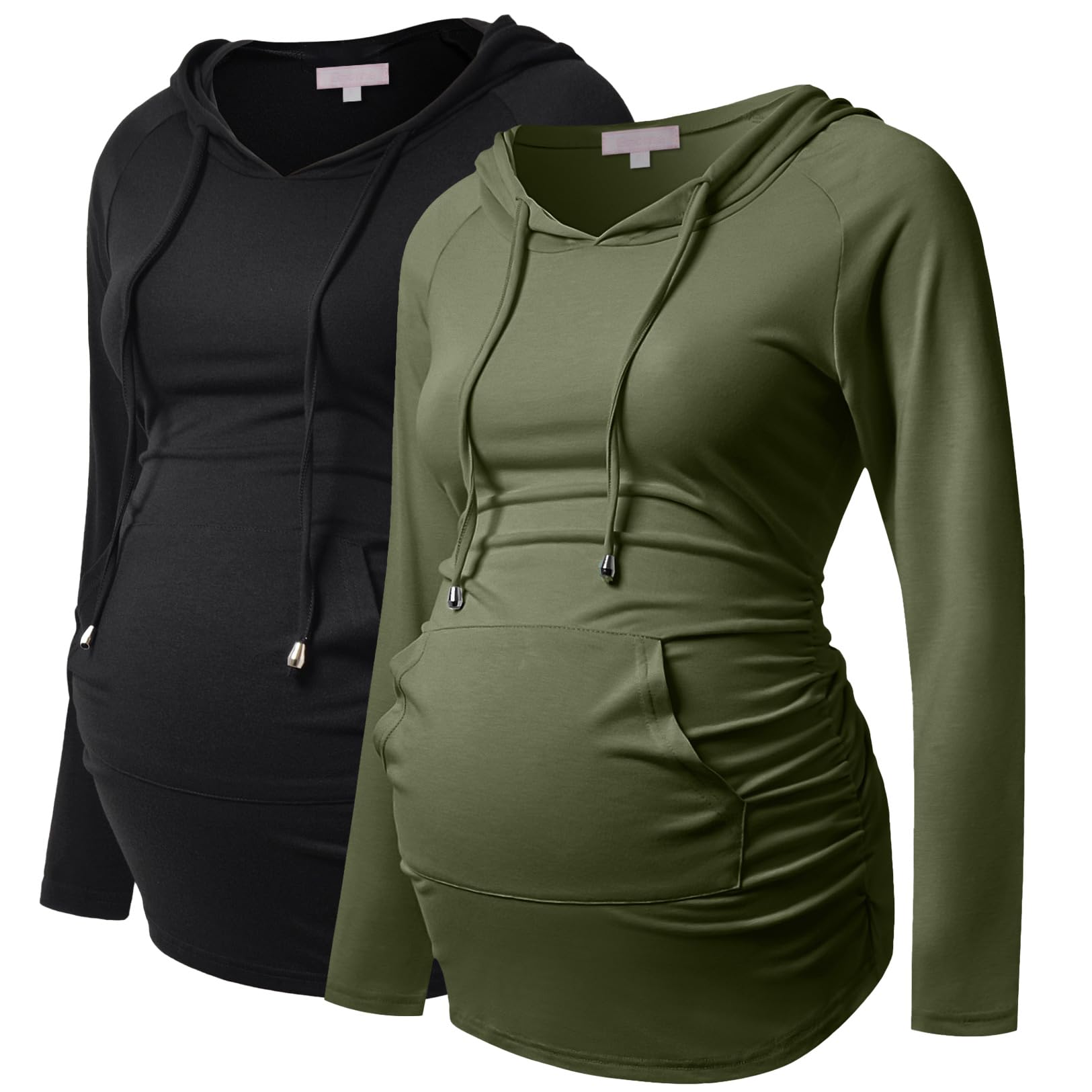Bhome Umstands-Kapuzenpullover, langärmelig, lässiges Oberteil, Basic-T-Shirt, Layering-Sweatshirt