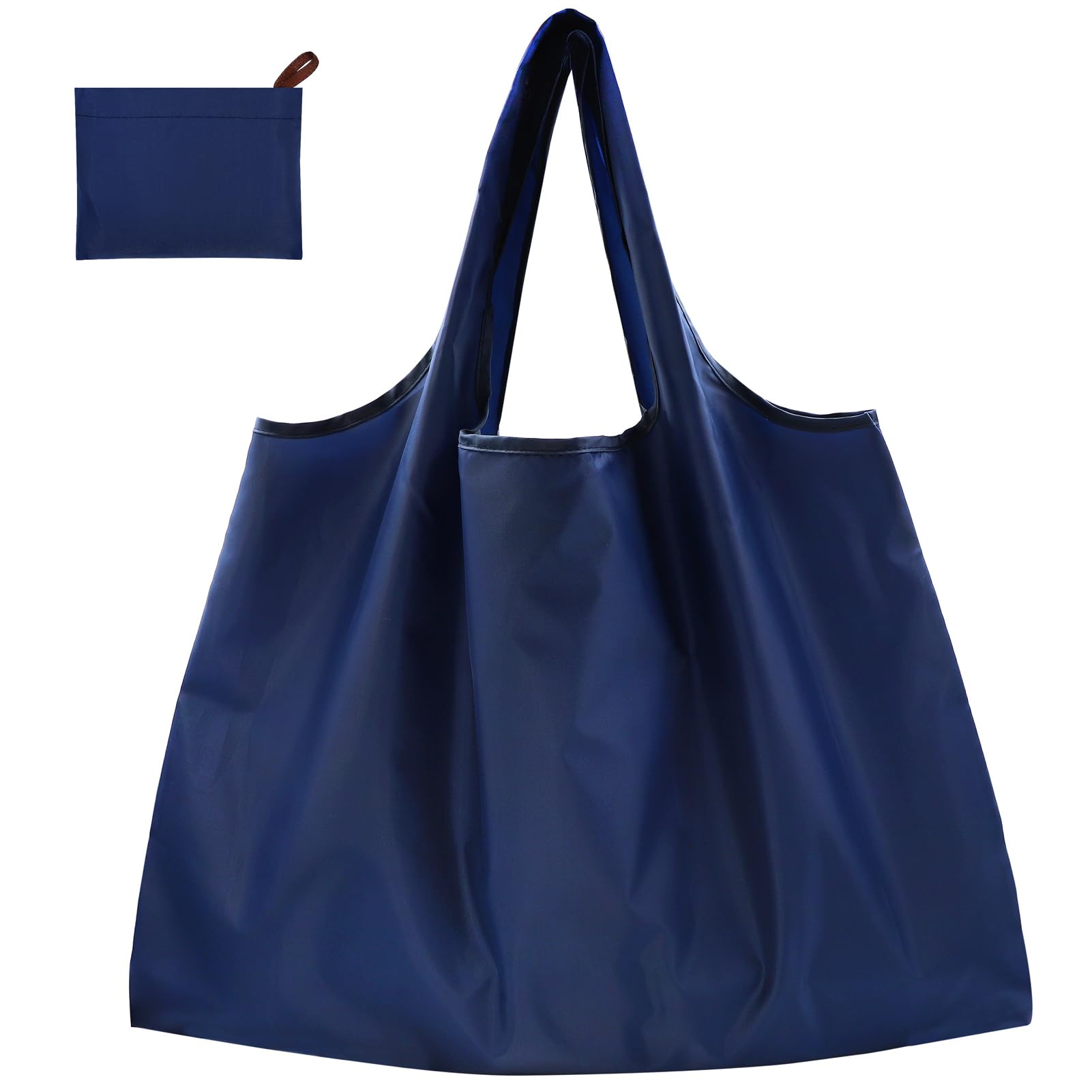 CHEESANHERR Foldable Reusable Shopping Bags, Large Folding Shopper Bag, Lightweight Tote Bag Grocery Bag, Washable Handbag Portable Pouch for Daily Use Shopping Travel, 53 X 66 cm (Navy Blue)