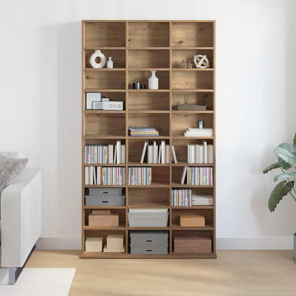 Regał na płyty CD Artisan z materiału drewnopochodnego 101 x 23 x 177,5 cm, 30 półek na deski, do przechowywania multimediów, miejsce do przechowywania płyt CD DVD, salonu i kina domowego