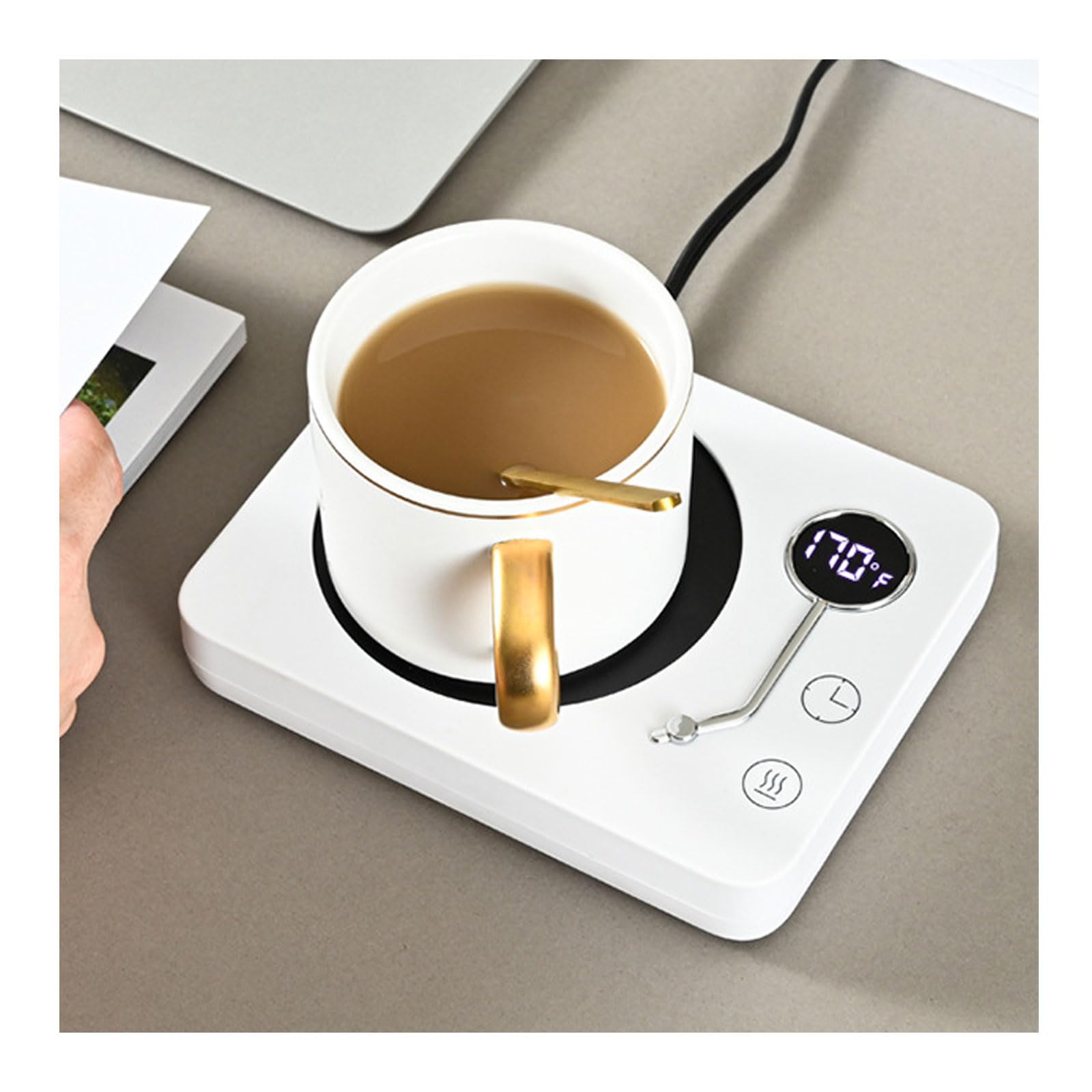 Mcbazel Koffiemokwarmer met 3 temperatuurinstellingen, elektrische slimme drankenmokwarmer, bekerwarmer met aanraakknop en lichtindicator, beker mok warmer verwarmde onderzetter voor thuiskantoor