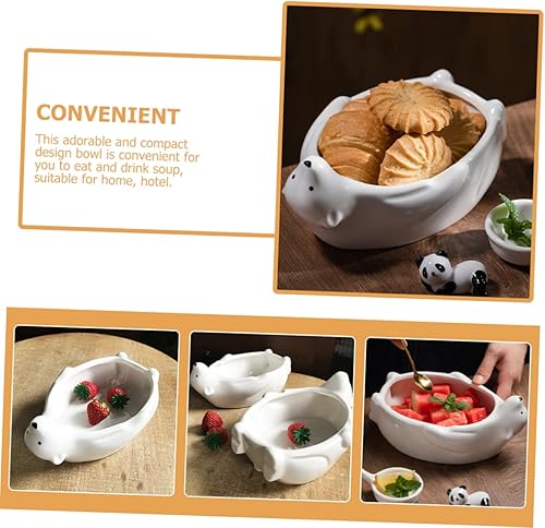 Miniatura 8 de YARNOW Oso polar Tazón de cerámica Snacks para contenedores de cereales Recipientes de alimentos Vajilla para el hogar Bandeja de servir aperitivos