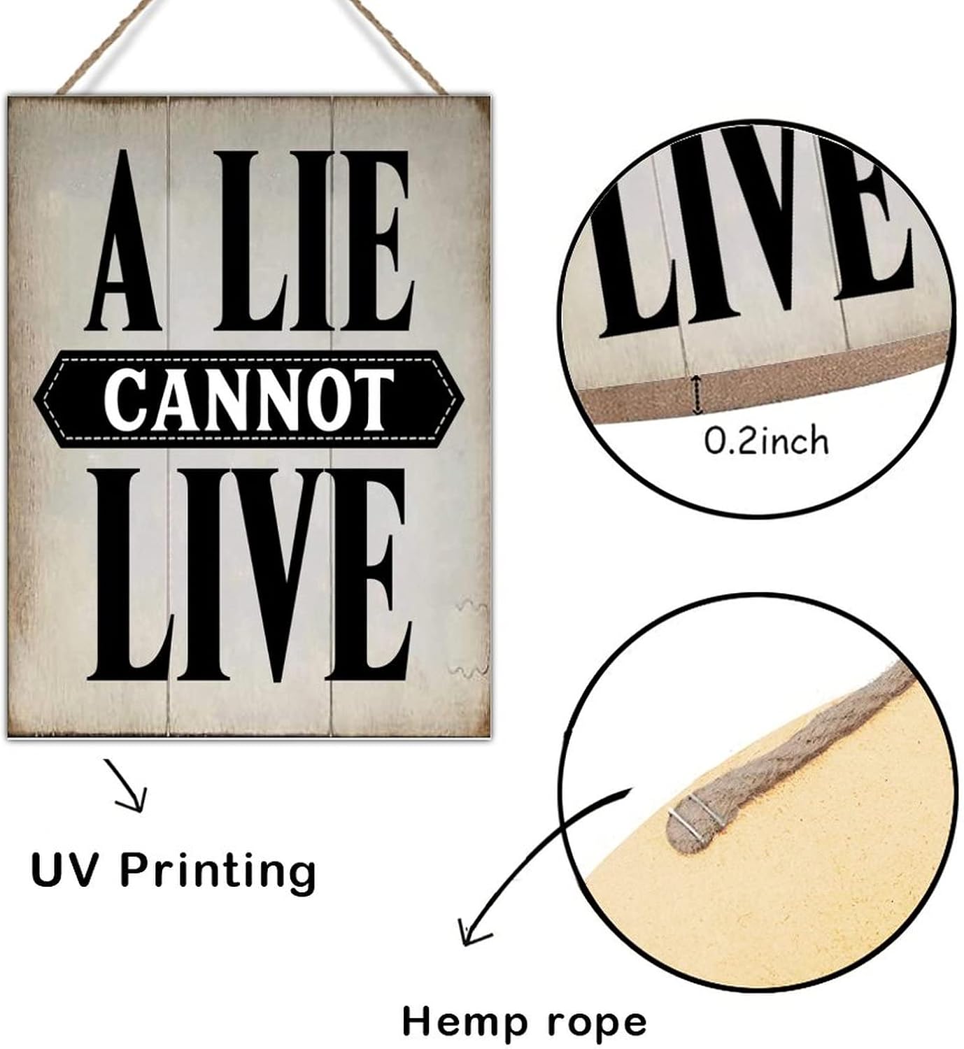 Rustic Wood Wall Art Sign Christian Gift Funny Quote Wall Decor Sign A Lie Cannot Live Wood Sign Plaques for Living Room Home Decoration 18x24in Housewarminmg Gift for Home Wall Decor
