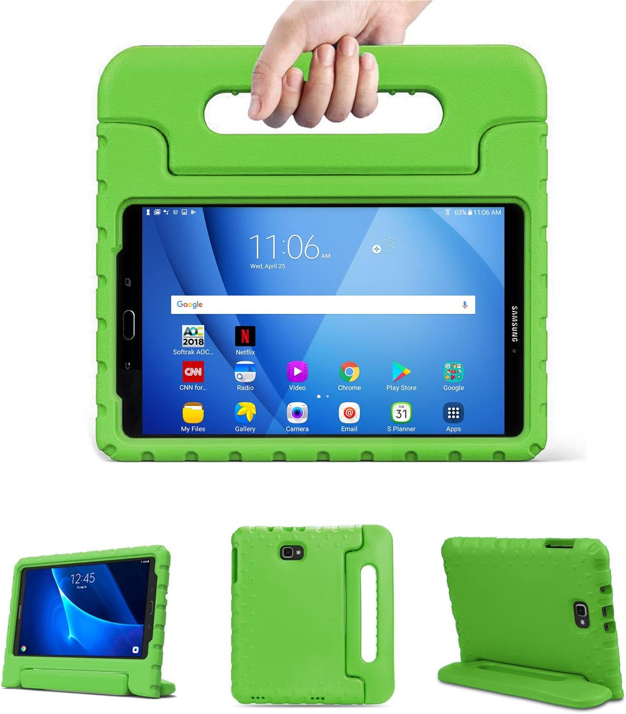 Viahoo Case for Samsung Galaxy Tab A 10.1" Tablet Released 2016 Without S Pen Version Models SM-T580/SM-T585/SM-T587 Kids Proof Shockproof Sturdy Foam Cover Lightweight Durable, Green