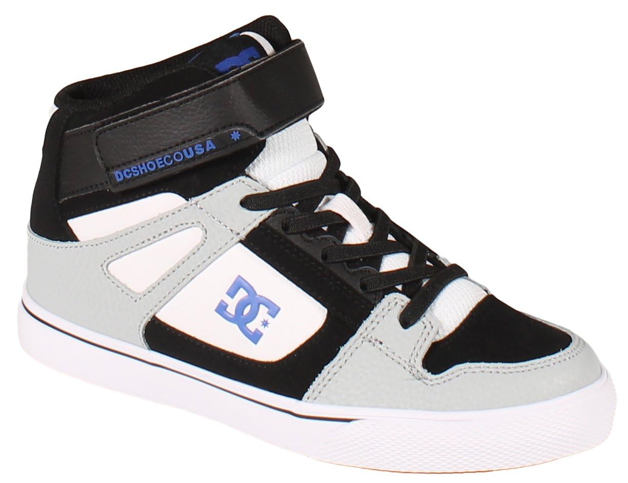 DC Boy's Pure HIGH-TOP EV Skate Shoe, White, 12 Little Kid
