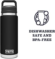 Vista 5 de YETI Rambler - Botella de 26 oz, aislada al vacío, de acero inoxidable con tapa Chug, color negro