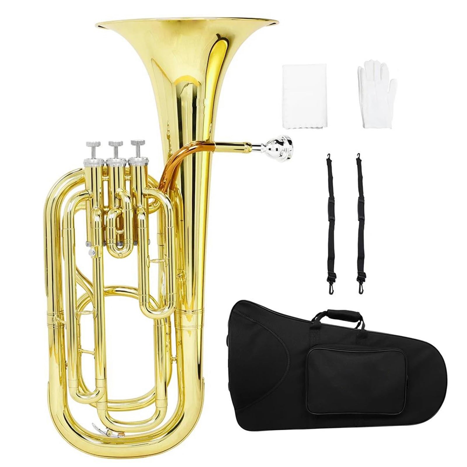 Eufonium Mosiądzu Euphonium Bb 3 Kluczowy Pionowy Róg Tenorowy Złoty Lakier Barytonowy Instrument Dęty Blaszany Z Akcesoriami
