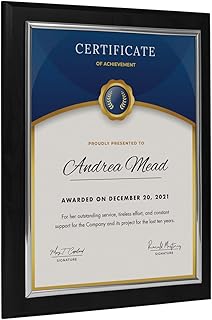 10.5 x 13" Certificate Display Plaque - Offered in Coated Black Wood with an 8.5 x 11" Silver Frame - Slide in Your Diploma, Award Certificate, Award of Achievement, Class Photo, and More