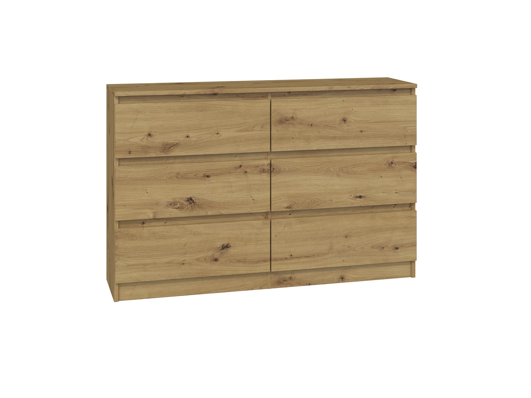 CDF MILAN | Contemporary Drawer Dresser 6 drawers bedroom/living room/office | 30x120x75 cm | Colour: artisan oak | Storage furniture — image 1