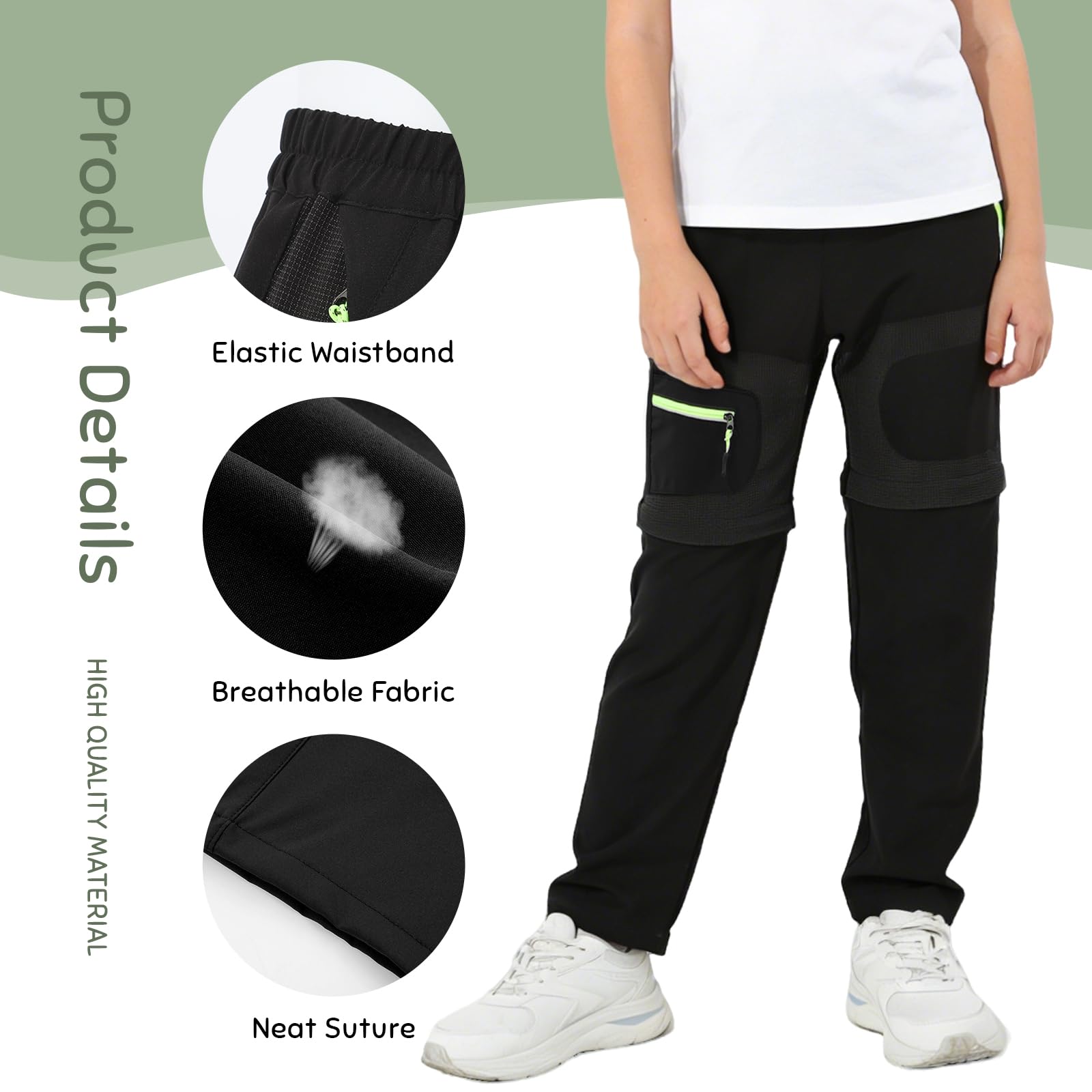 Pantaloni da Escursione per Bambini Ragazzi Ragazze 2-in-1 Zip off Pantaloni da Trekking all'aperto a Secco rapido