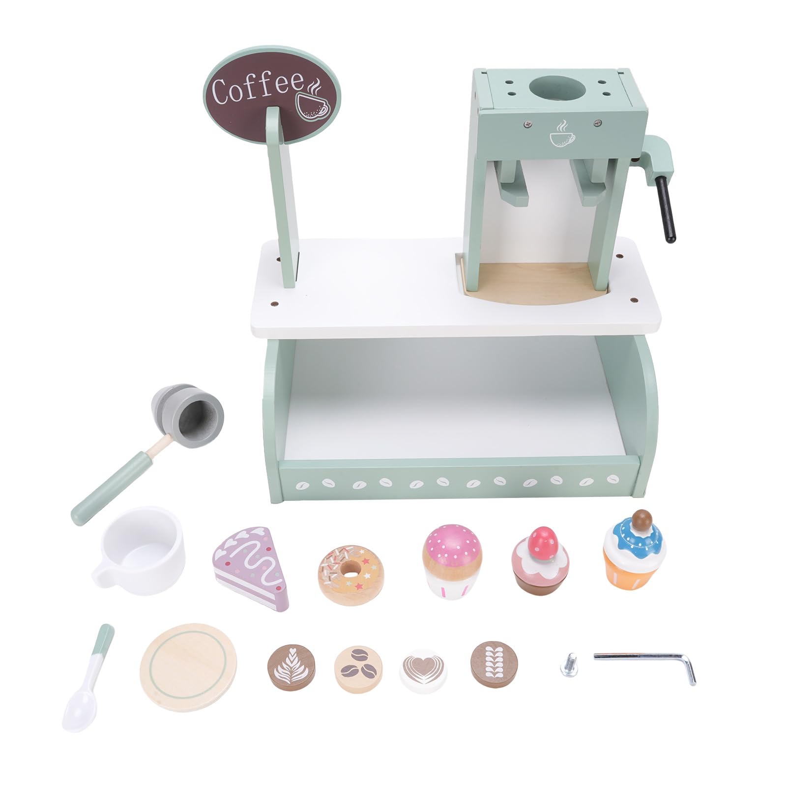 Set di Giocattoli per Caffettiera per Bambini Gioco di Ruolo in Legno per Giochi Fantasiosi e Sviluppo di abilità Sociali 12,6x7,95x4,45 Pollici