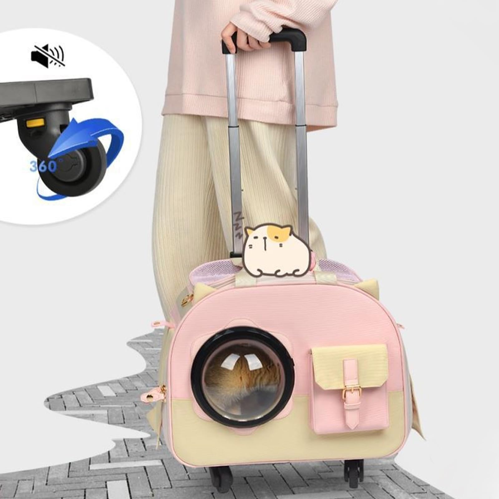 Mochila de Viaje para Mascotas con Ruedas, Mochila Multifunción para Mascotasm, Mochila Gato, Diseño Súper Ventilado, Ideal para Viajar Caminar Acampar