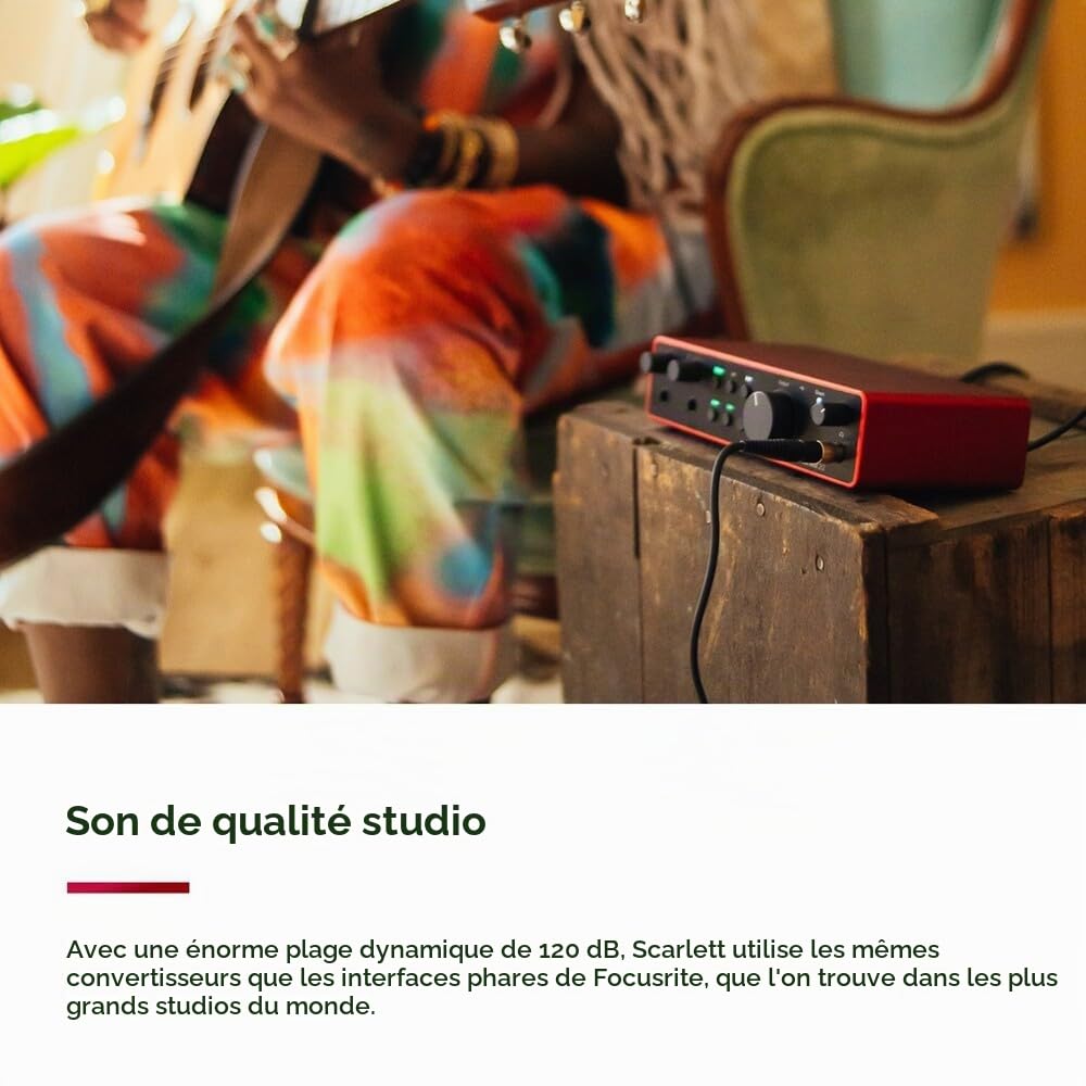 Focusrite Scarlett 2i2 4th Gen, interface audio USB pour enregistrer, composer & RØDE PodMic Microphone dynamique de qualité Broadcast avec support oscillant intégré pour les podcasts, le streaming