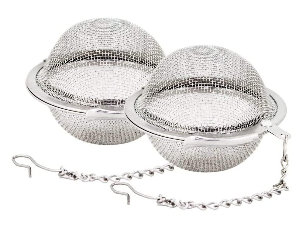 Stainless Steel Spice Ball & Tea Infuser, Large Mesh Tea Strainer for Loose Leaf Tea, Chai, Green & Herbal Tea, Spice Infuser Ball with Extended Chain Hook for Soup, Seasoning & Cooking, Reusable-image-5