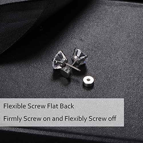 Fansilver 7Pairs 20G Hypoallergenic Stud Earrings For Women Men Stud Flatback Ear Piercing Cubic Zirconia 2-8Mm #TOP5