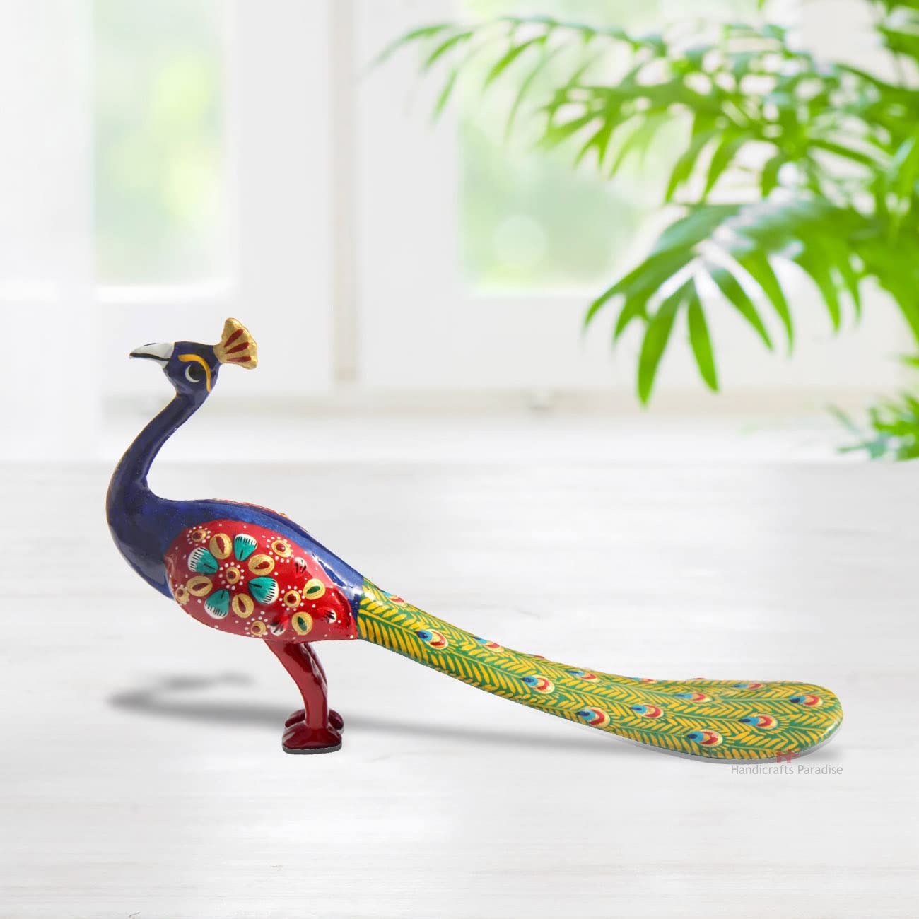 Handicrafts Paradise Aluminium Metal Enamelled Colorful Peacock 8 X 4.75 Inch-image-31