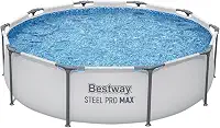 Bestway Steel Pro MAX, Piscina Estruturada Redonda, 3,05m x 76cm, 4.678L, Azul (Branco)