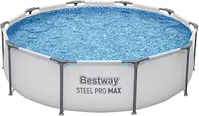 Bestway Steel Pro MAX, Piscina Estruturada Redonda, 3,05m x 76cm, 4.678L, Azul (Branco)
