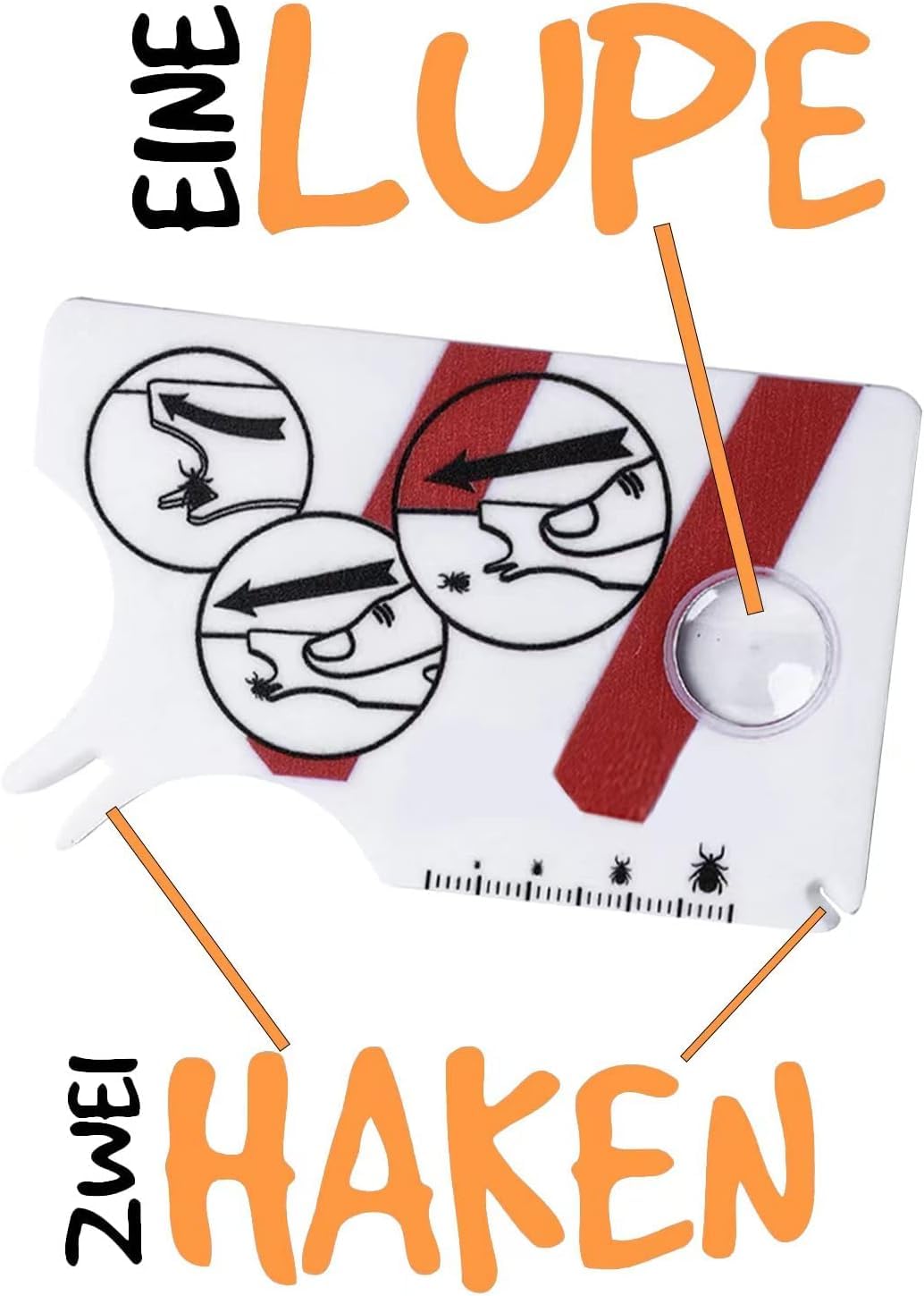 Tarjeta para garrapatas de 2 Piezas, Tarjeta para garrapatas humanas con Lupa para la eliminación rápida y cuidadosa de garrapatas en Animales domésticos o Humanos.