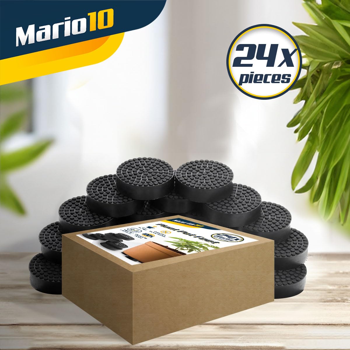 24 piedini invisibili per vasi da fiori con superficie antiscivolo – 24 piedini per vasi per piante da interno ed esterno – in gomma solida per tutti i tipi di pavimento, grigio