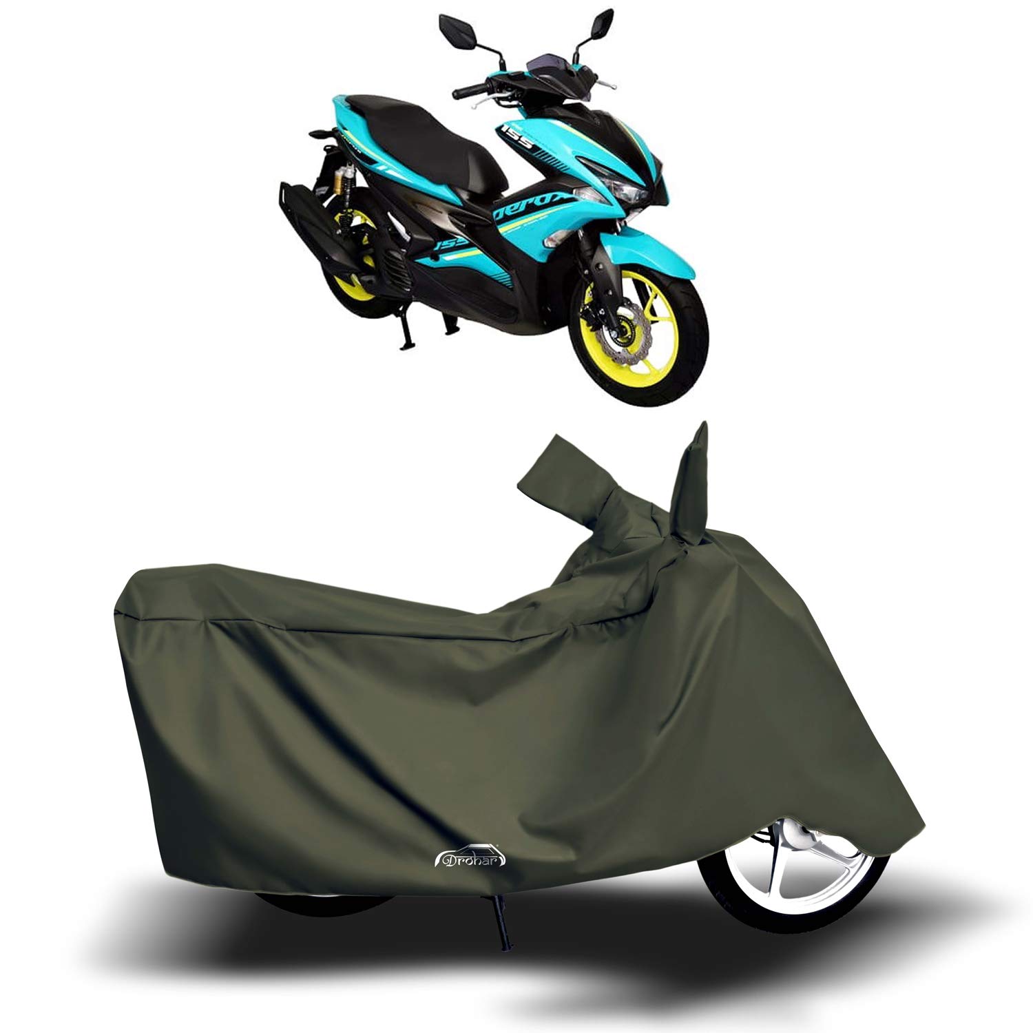 DROHAR - Aerox 155 New BS6 - BS4,BS3,BS2 - UV Protection & Dust Proof - 100% Waterproof Full Bike - Scooty Body Cover (Life Time Mehndi Look)