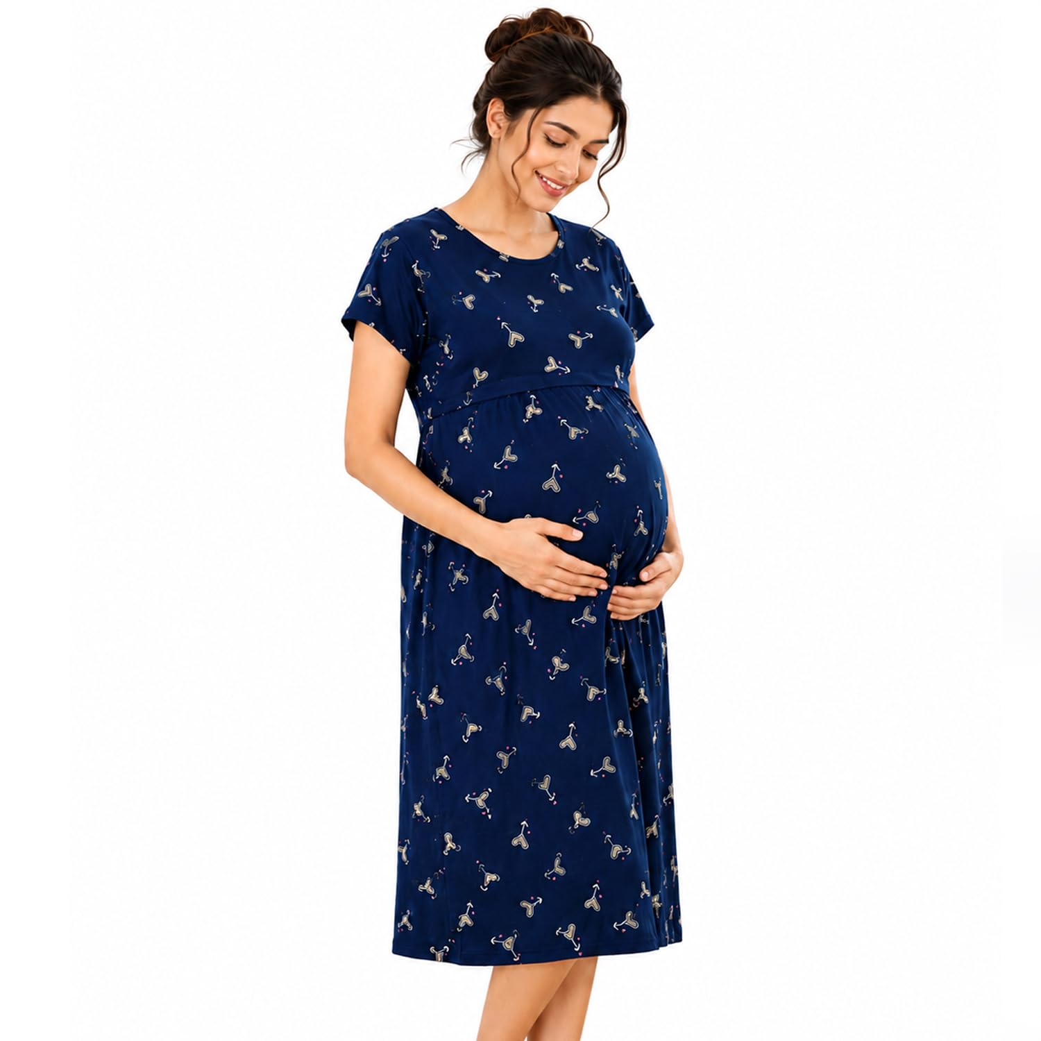 momtobe Women's Cotton Feeding Nighty for Pre and Post Pregnancy-picture-23