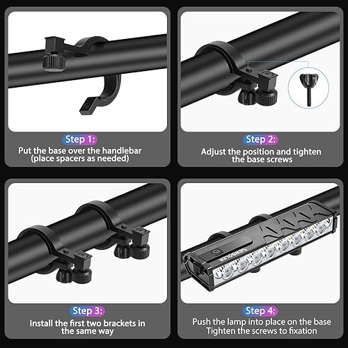 Miniatura 9 de Luces de bicicleta para conducción nocturna, luz delantera de bicicleta de 10000 lúmenes con pantalla digital, luz recargable por USB, IPX5