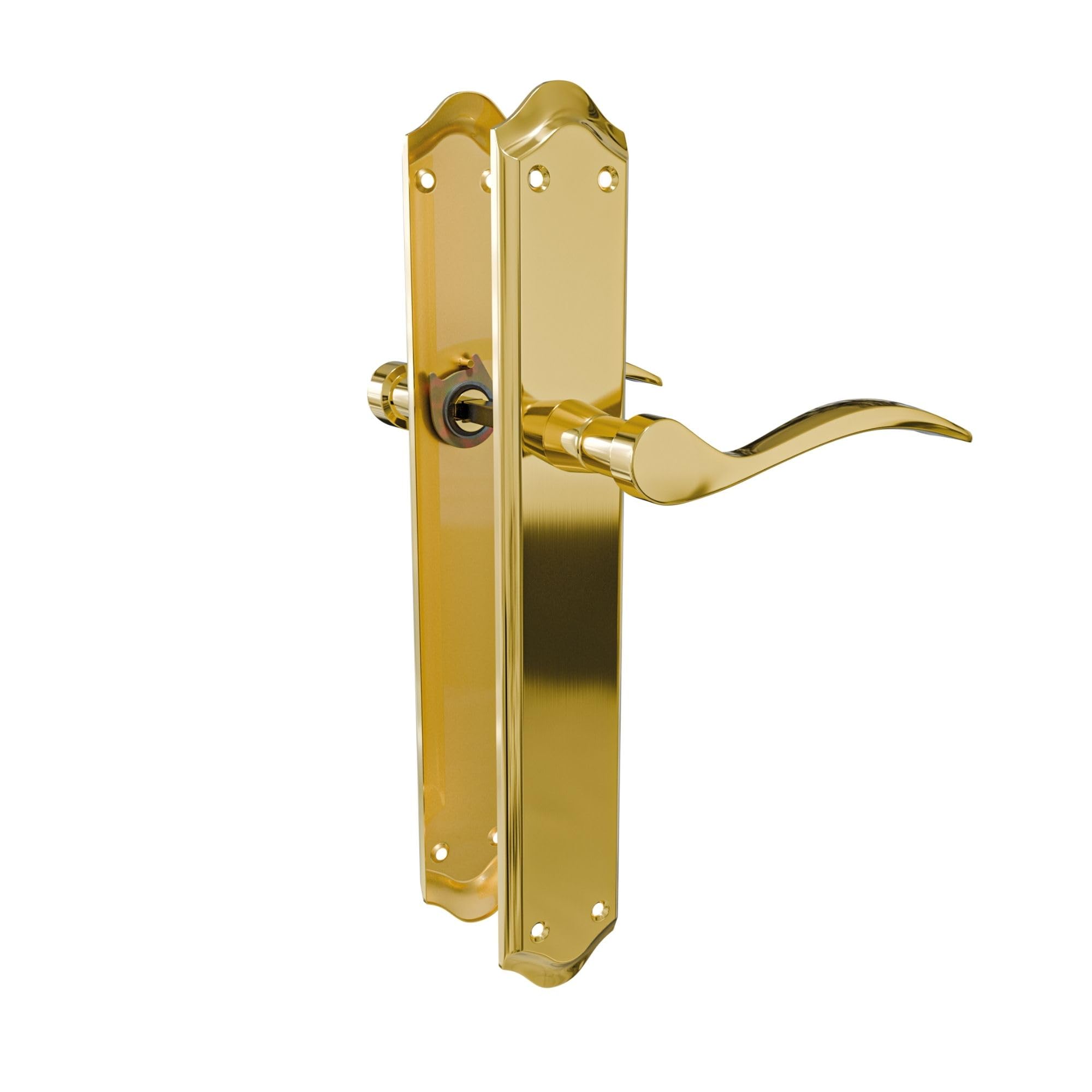 Amig Brass-Colored - Door Handle Set With Plate | Beta Handle | Made Of Steel | 256 X 48 Mm | Square Pin 8 Mm | Matt Brass-Plated