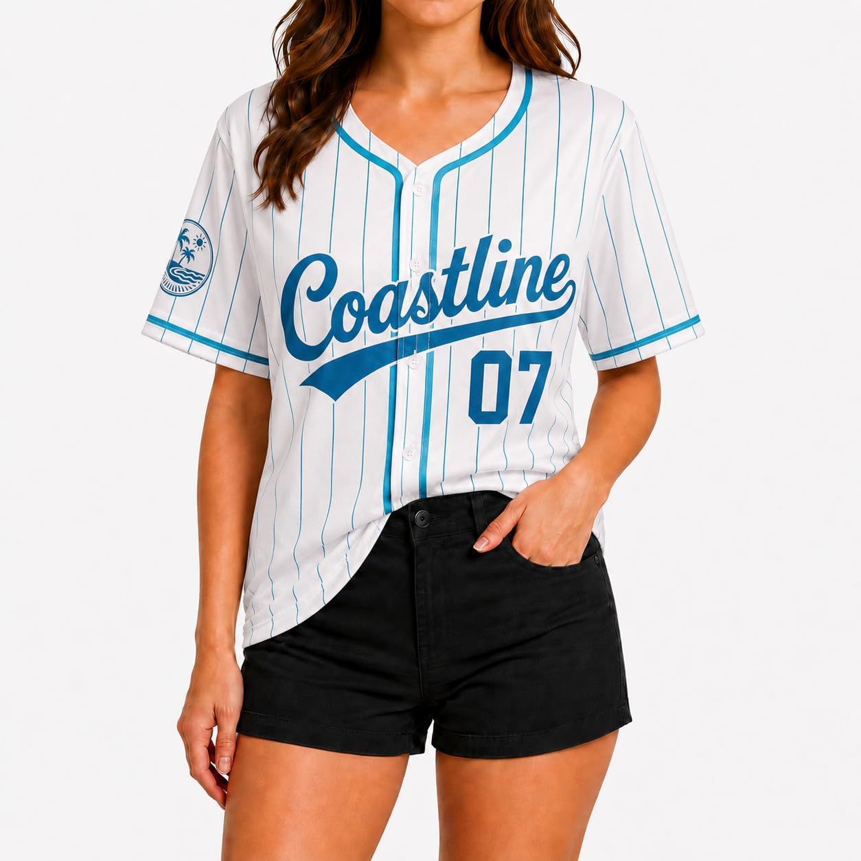 Baseball Jersey for Women, Button Up Short Sleeve Graphic Shirt