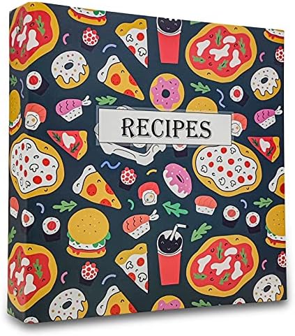 Full Page Recipe Binder 8.5" x 11", 3 Ring Recipe Book Organizer Kit with 30 Clear Protective Sleeves & 20 Full Page Recipe Cards & 10 Dividers - Kitchen Cookbook Kit (Blue)