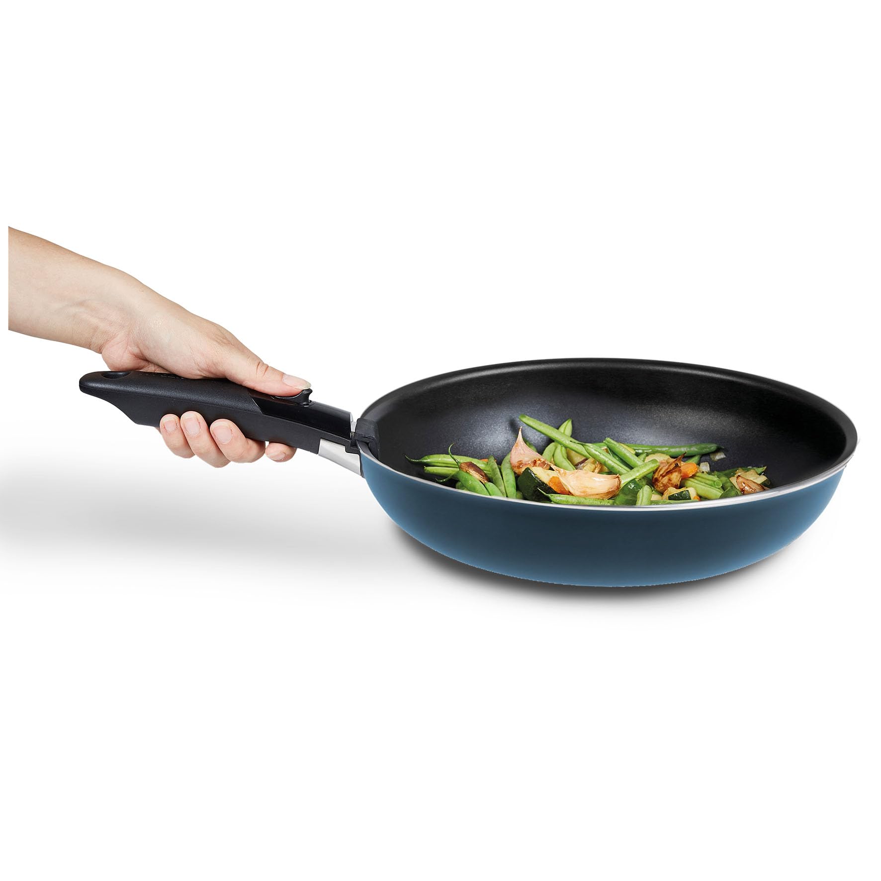 Batterie De Cuisine Sitram 10 Pièces - Aluminium Induction - Poêles Et Casseroles Avec Manches Amovibles - Bleu Métal