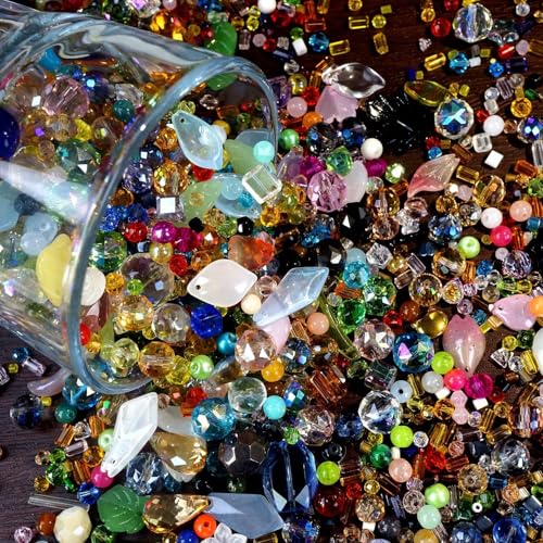 Crystal Beads for Jewelry Making Mix Assorted Glass Beads assortments Multi-Color Crystal Assortment for DIY Jewelry Making Bracelets Necklaces Keychains Crafting Kit (4-8-12 Ounces Choose) (4)