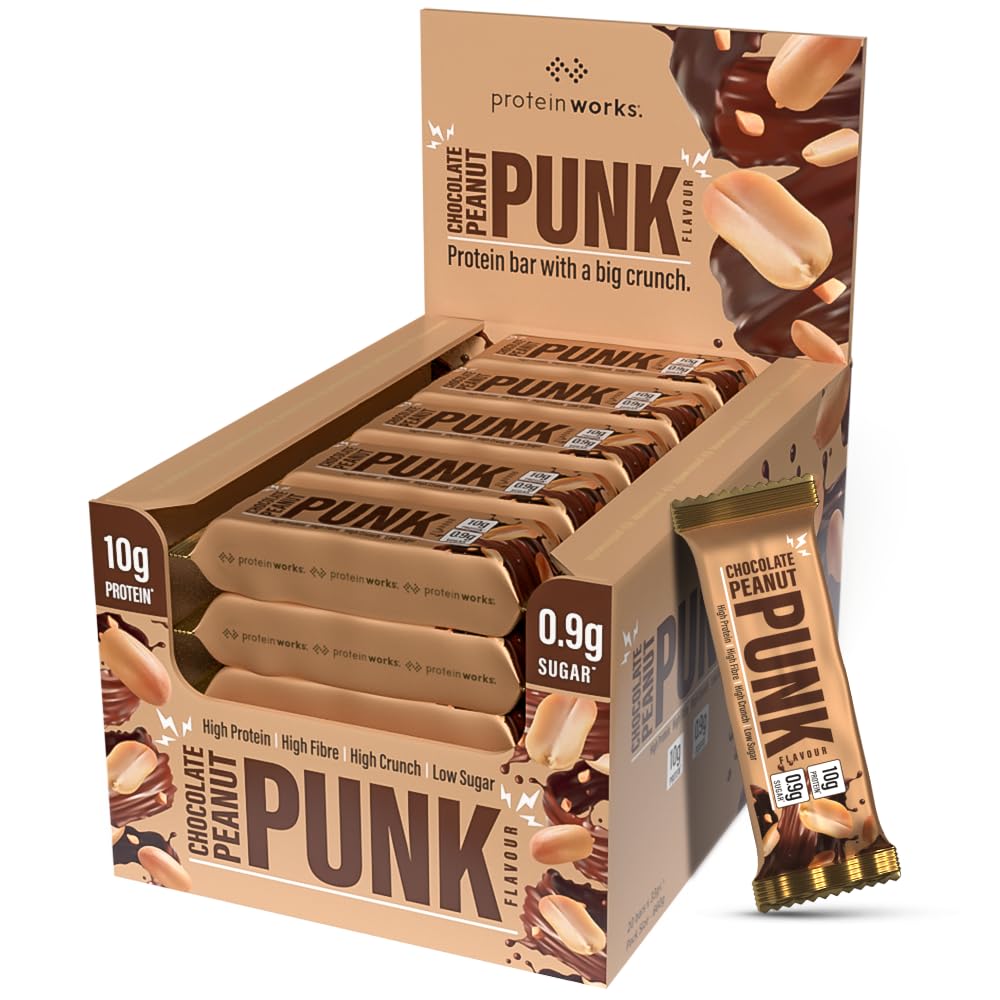 Protein Works | The Big Little Bar, 20 Barres, Chocolat Cacahuètes Punk | Barre riche en protéines, Faible en Sucre, Riche en fibres, Sans OGM, Snack protéiné délicieux