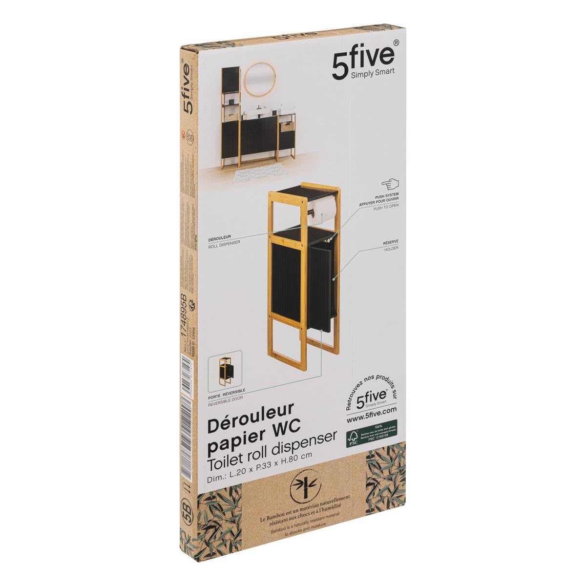 5five - dispensador de Muebles naturéo con Reserva, Negro