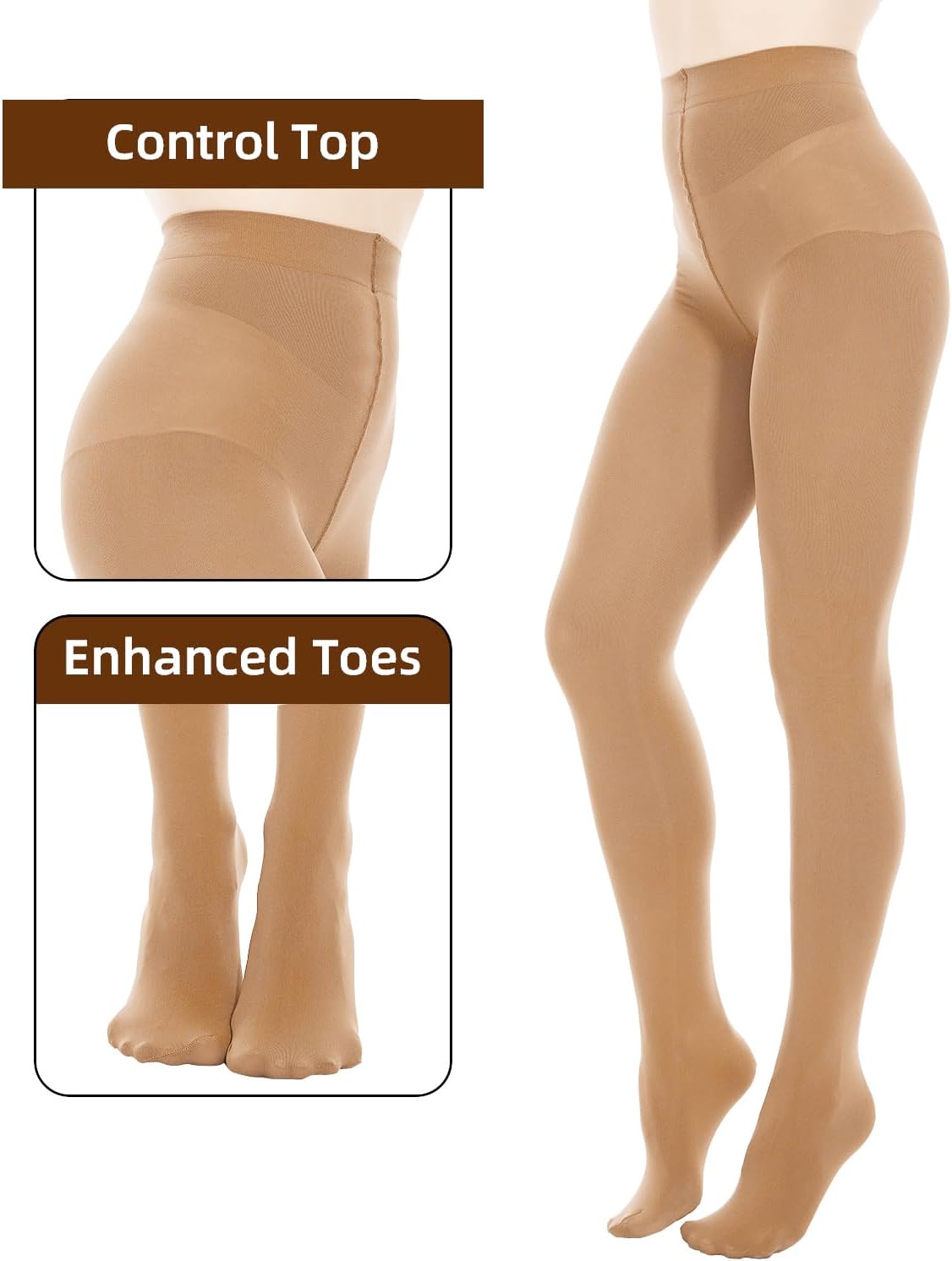 Citystl Opaque Black Tights for Women, 80D Solid Color Soft Tights, Control Top Microfiber Pantyhose for women - Image 2