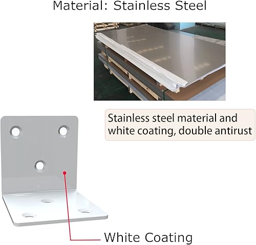 Miniatura 2 de Soporte de esquina de acero inoxidable blanco, soporte de ángulo recto para junta, en forma de L, soporte de esquina de metal resistente, soporte de