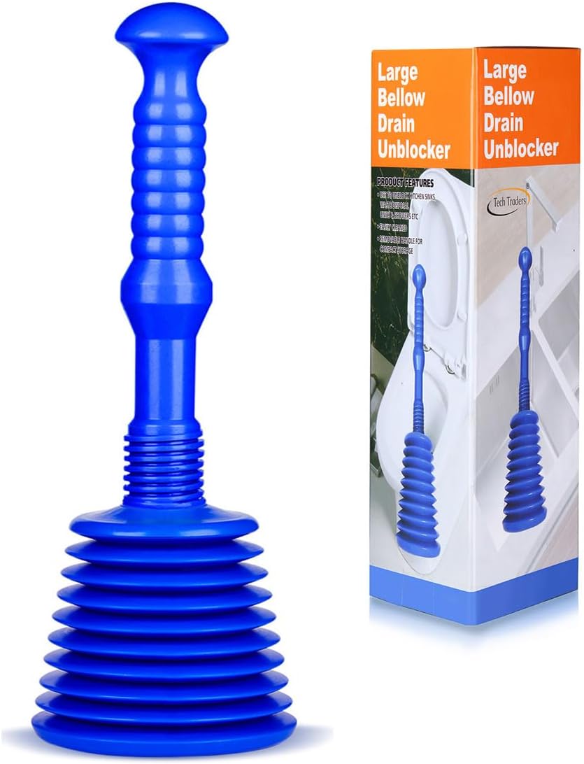 Tech Traders Large Sink and Drain Plunger for Kitchens, Bathrooms