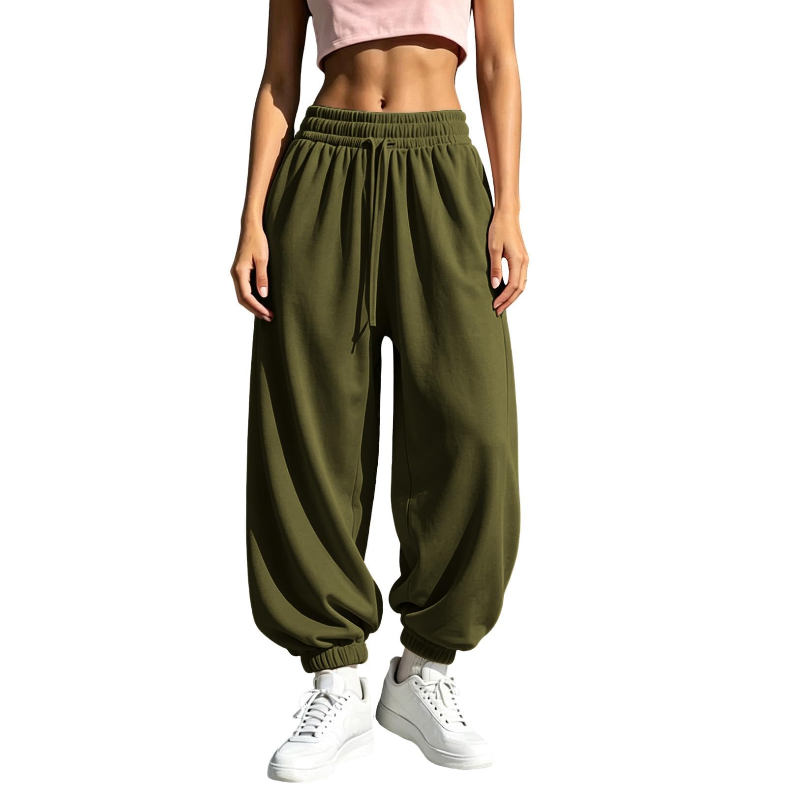 Sporthose Lang Leggings Blickdicht Hosen Für Damen Laufhosen Hohe Taille Dehnbar Lounge Weite Lose Sporthose Elegante Traininghose Mit Taschen Baggy Weitbeinige Hose Freizeithose