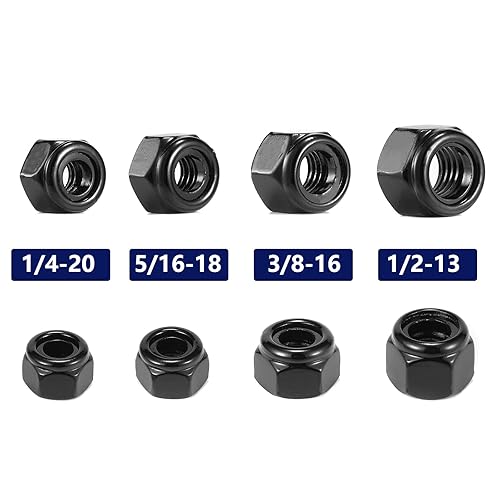 Miniatura 4 de 516-18 Tuercas de bloqueo hexagonales de nailon 516-18, 50 tuercas de seguridad de acero inoxidable 304, accionamiento hexagonal, acabado brillante,