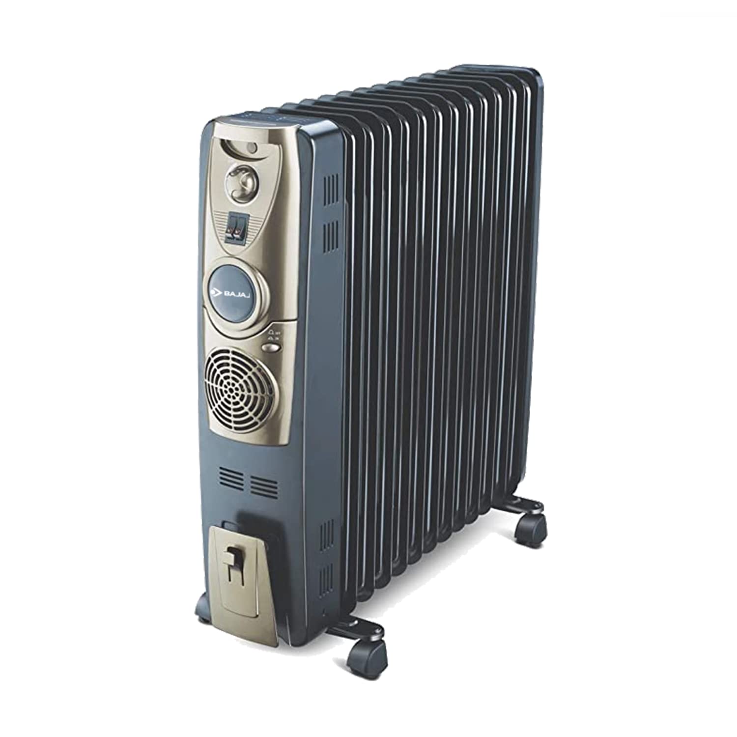 Buy Bajaj OFR Room Heater, 11 Fin 2500 Watts Oil Filled Room Heater with  400W PTC Ceramic Fan Heater, ISI Approved (Majesty 11F Plus Black/Golden)  Online at Low Prices in India -
