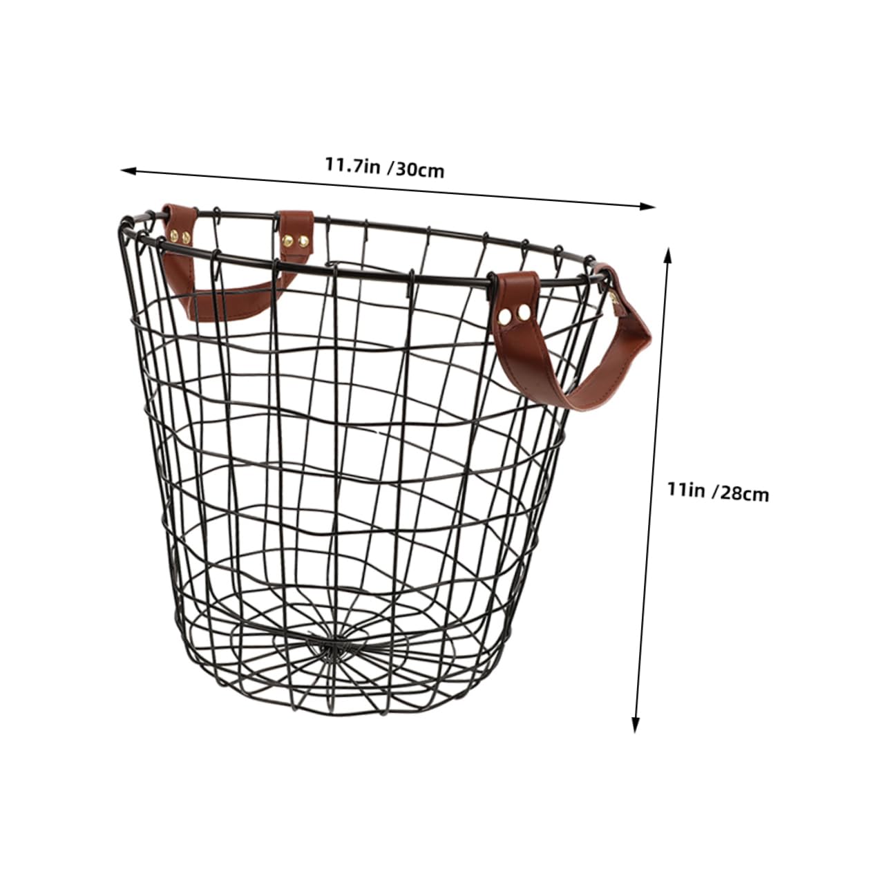 Cesta Metálica Grande Redonda De Hierro Resistente Con Ventilación Para Leña Uso Interior y Exterior Almacenamiento Multifuncional Rústico