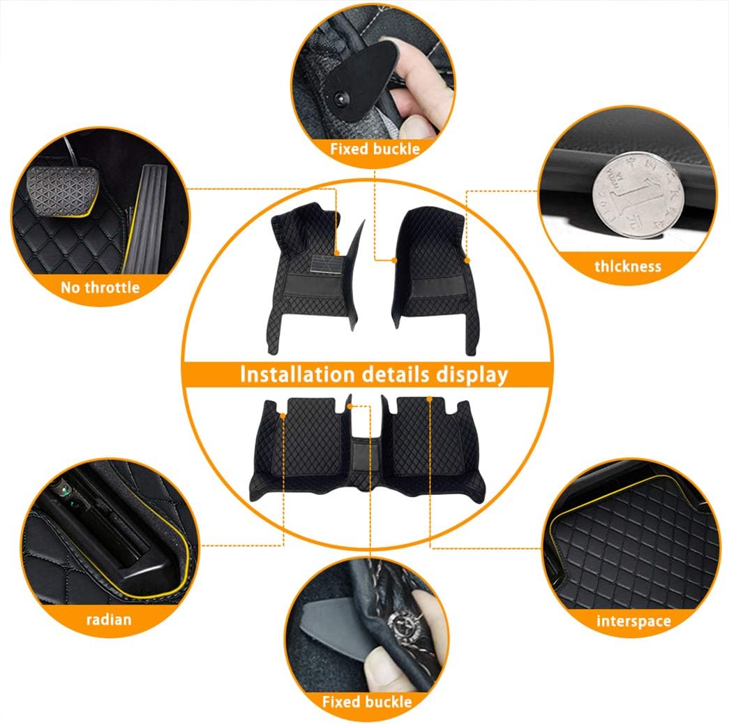 Car Floor Mats Accessories Suitable for E-Class W213 2017-2019 Full Set Protection All Weather Car Carpets Non-Slip Luxury Leather Floor Liners Black