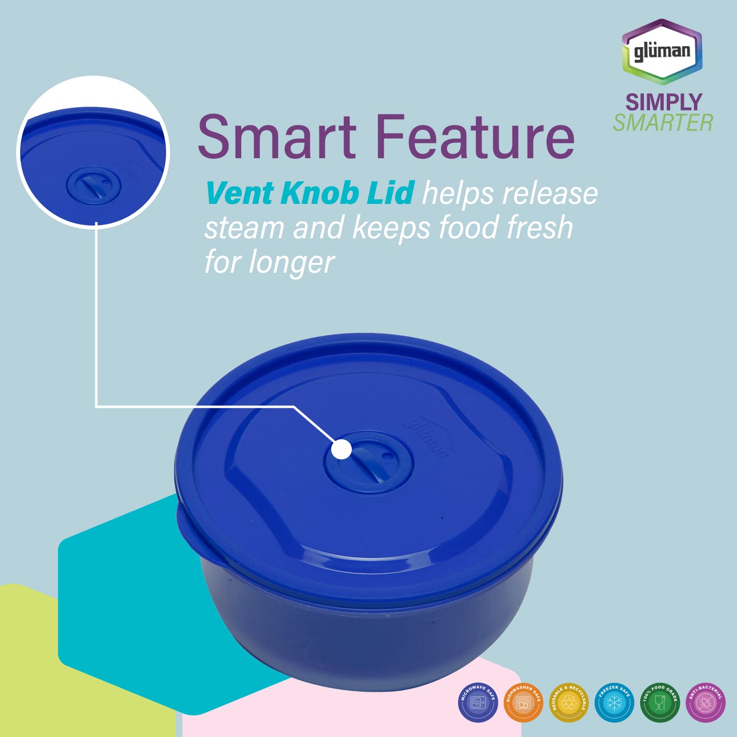 Gluman Microwave Containers - Steam Release & Food Safe -8