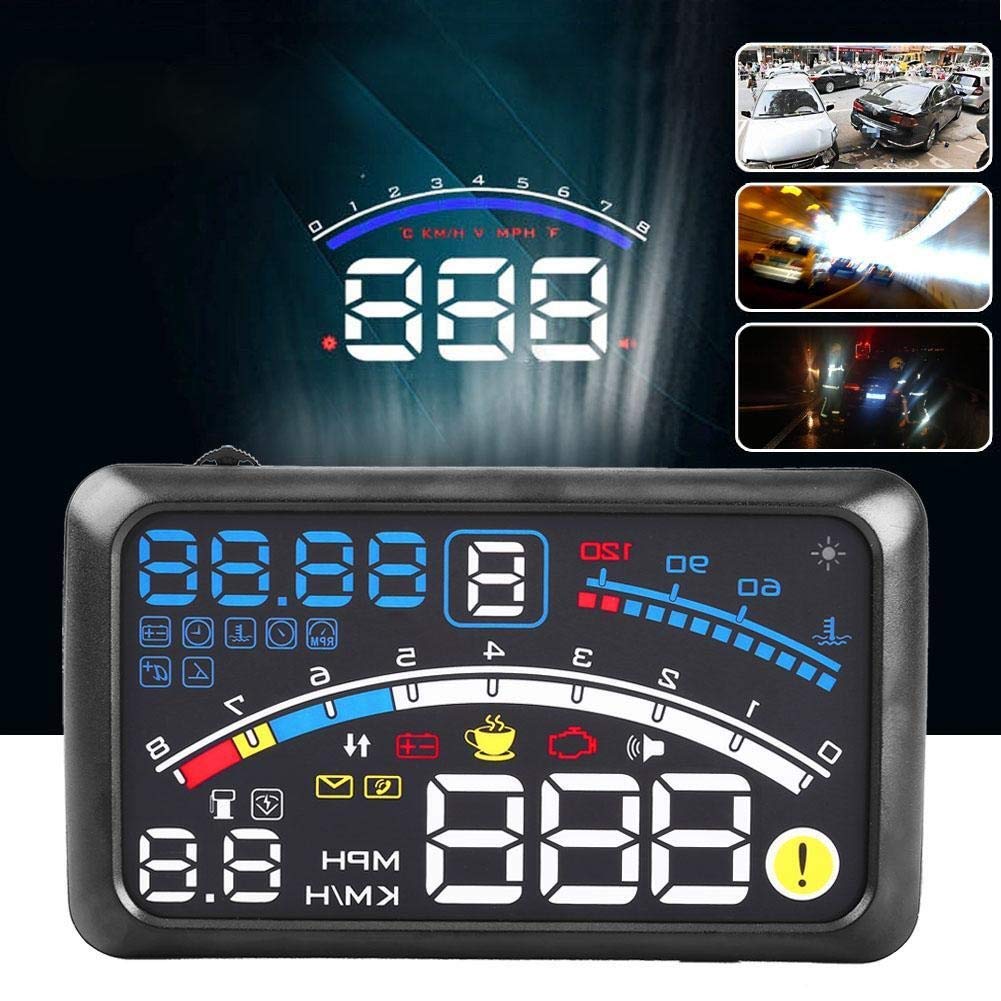 KSTE Samochodowy wyświetlacz Heads Up, 14.0 cm HD OBD2 Car HUD Head Up Speed Display Over Speed Warning Play