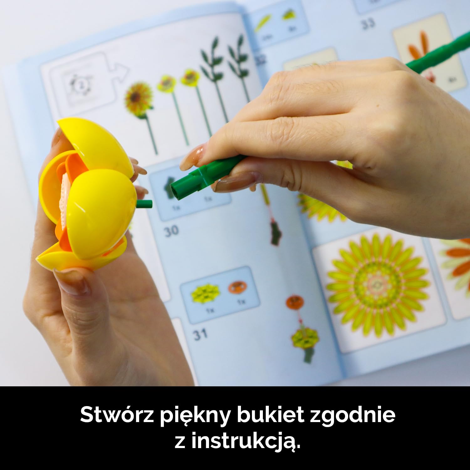 Klocki Kwiaty, 16 Dzikich Kwiatów Set Bukiet Klocków 1183 Elementów, Dekoracyjne Dalie, Chabry, Lawenda i Gerbery, Roślinna Dekoracja Wnętrz i Prezent dla Kobiet Mężczyzn Dzieci Dorosłych